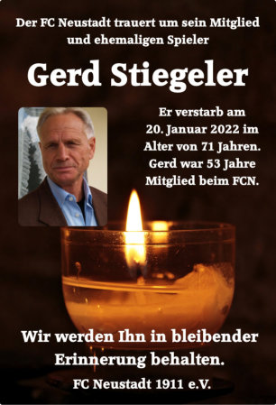 Gerd Stiegeler - Verstorben am 20.01.2022
