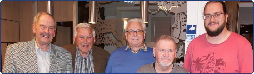 V.l.: Peter Schweizer (70 Jahre), Alfred Holl (50 Jahre), Christian Streibel (50 Jahre), Rolf Hauser (60 Jahre), Nico Waldvogel (25 Jahre)
